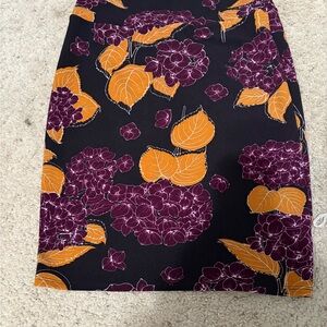 LuLaRoe Black Skirt with Purple and Orange Floral Design